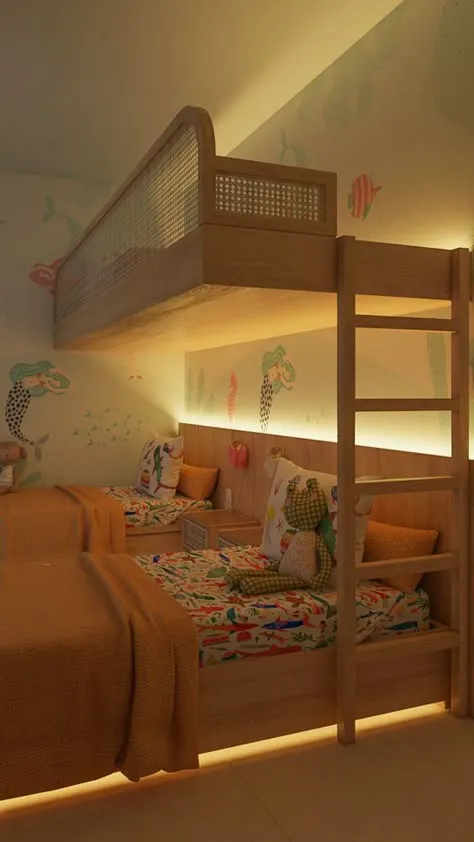 Quarto infantil com iluminação circadiana automatizada